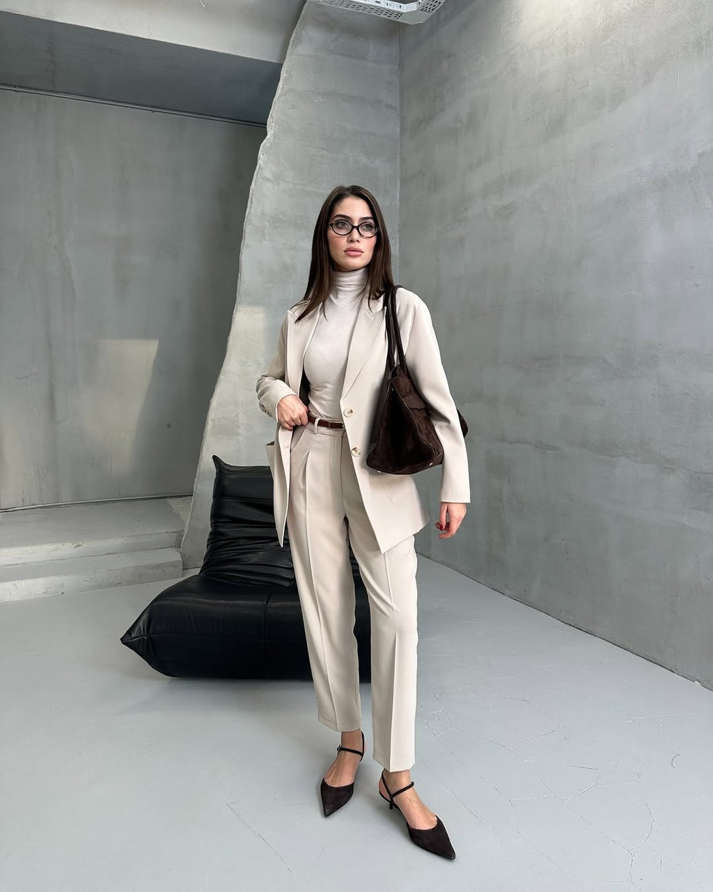 Oversize Blazer Ceket - Taş