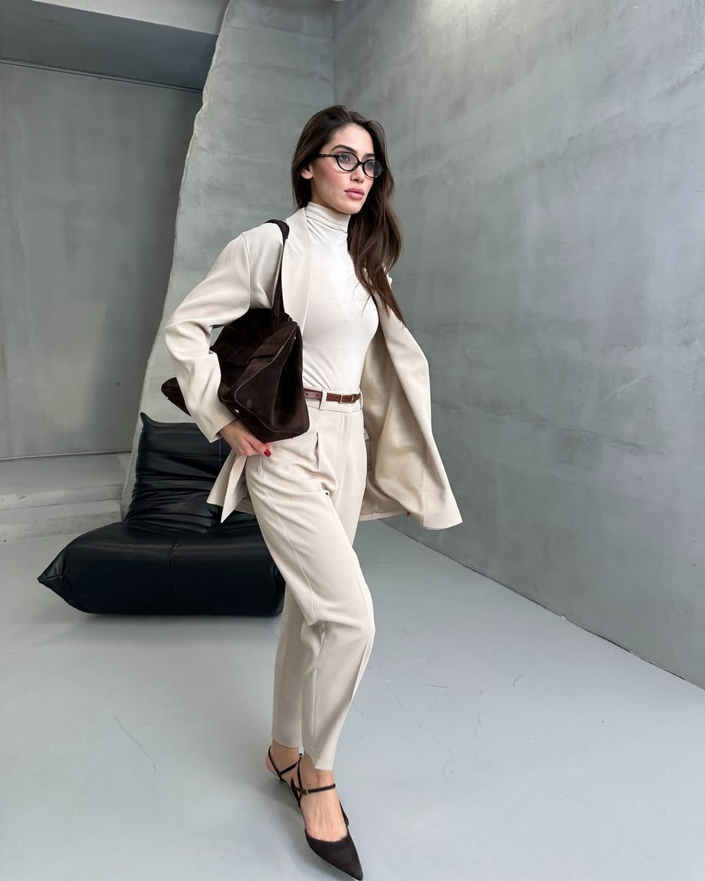 Oversize Blazer Ceket - Taş