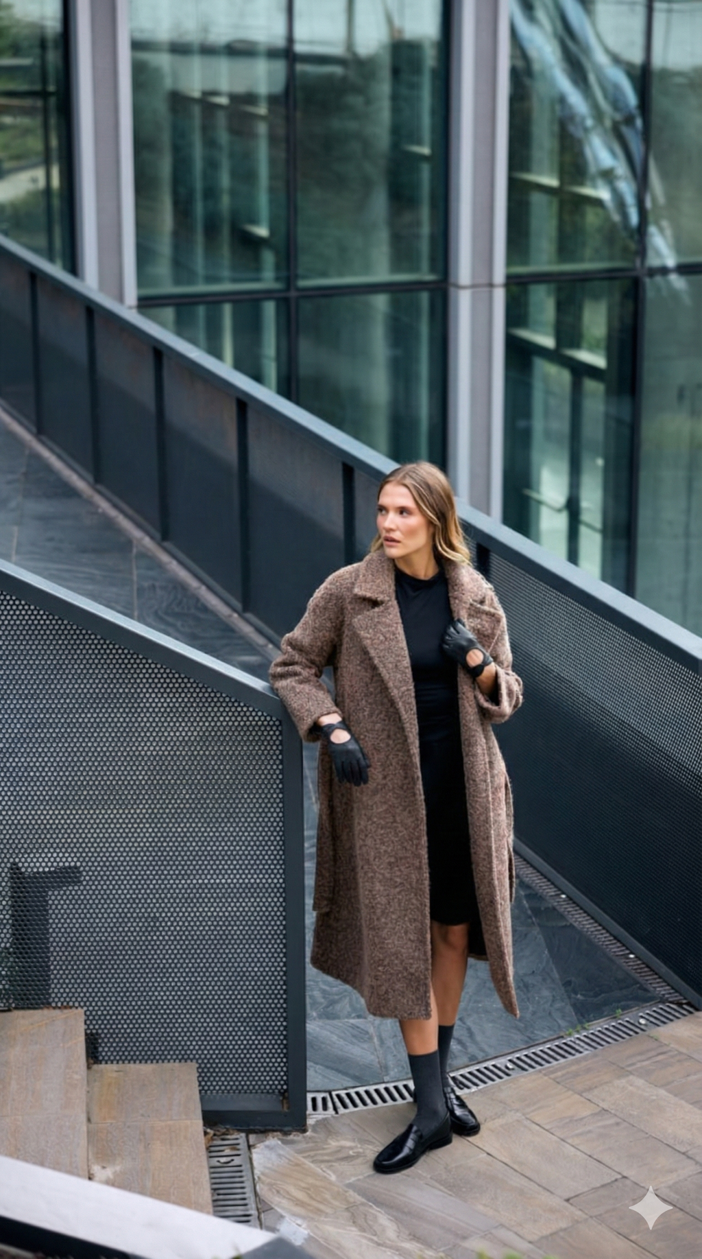 Kuşaklı Dokulu Kaşe Kaban - Vizon