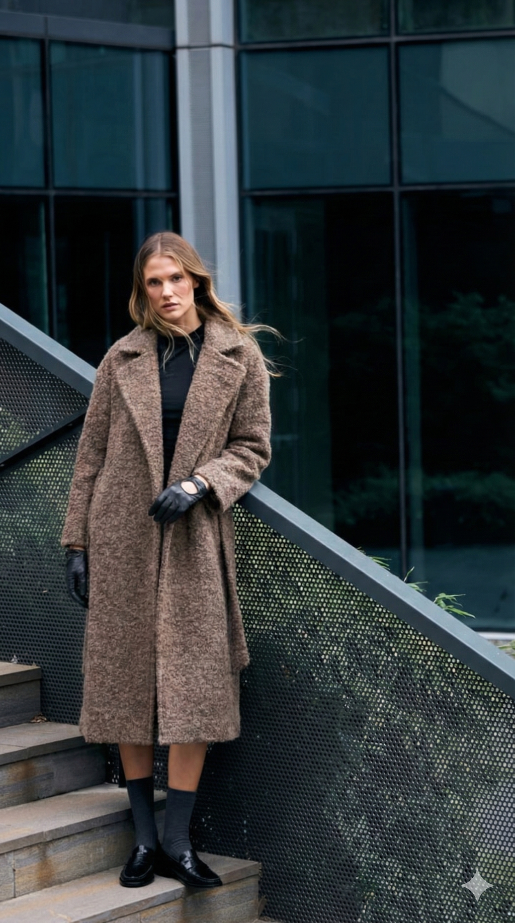 Kuşaklı Dokulu Kaşe Kaban - Vizon