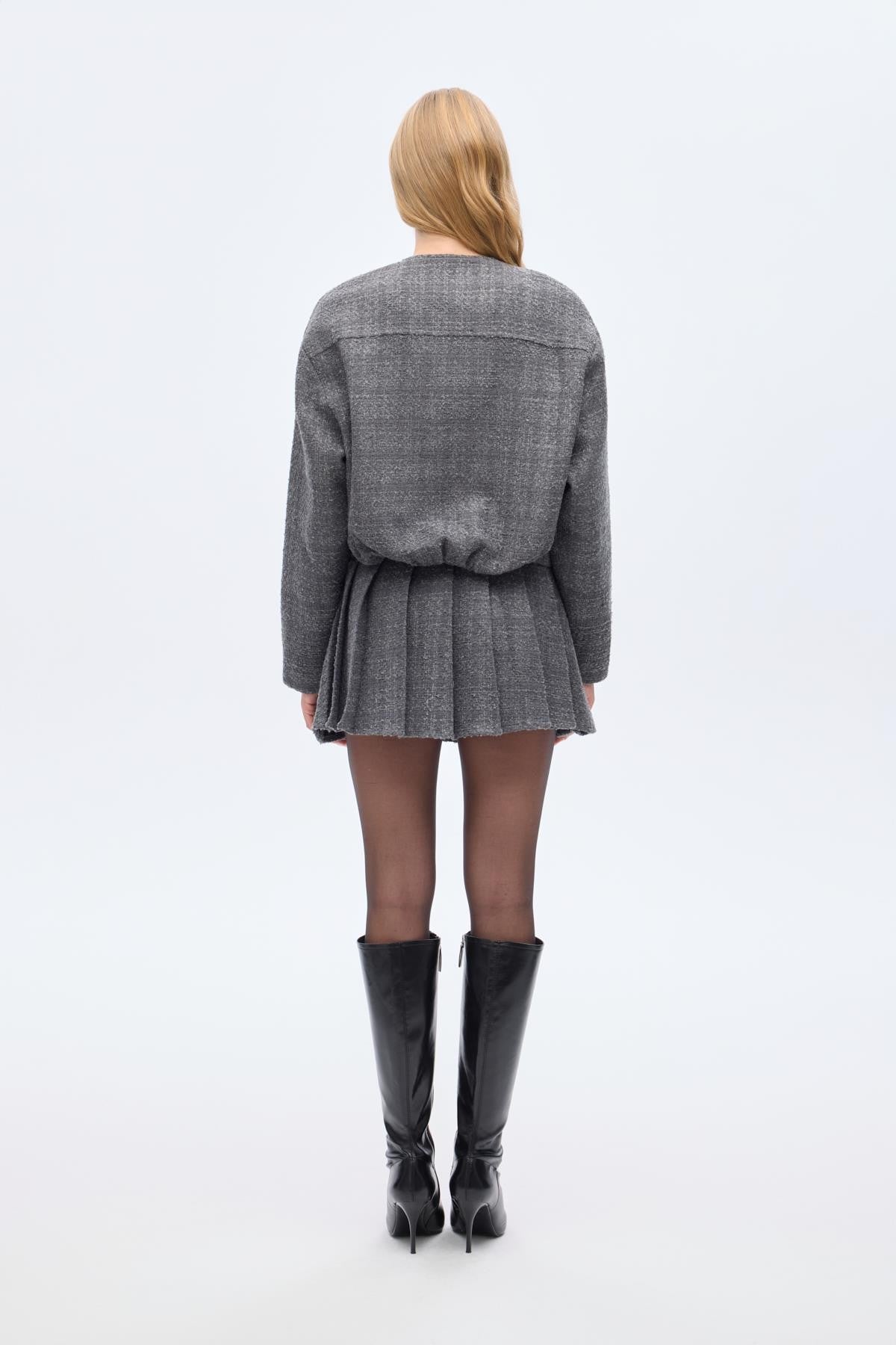 Metal Düğmeli Tüvit Ceket - Antrasit