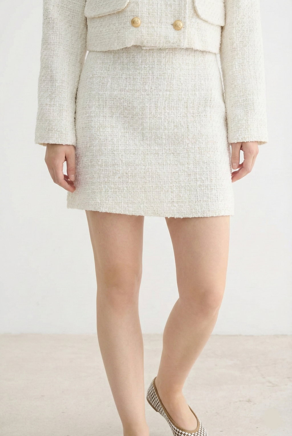 Tüvit Mini Etek - Ekru