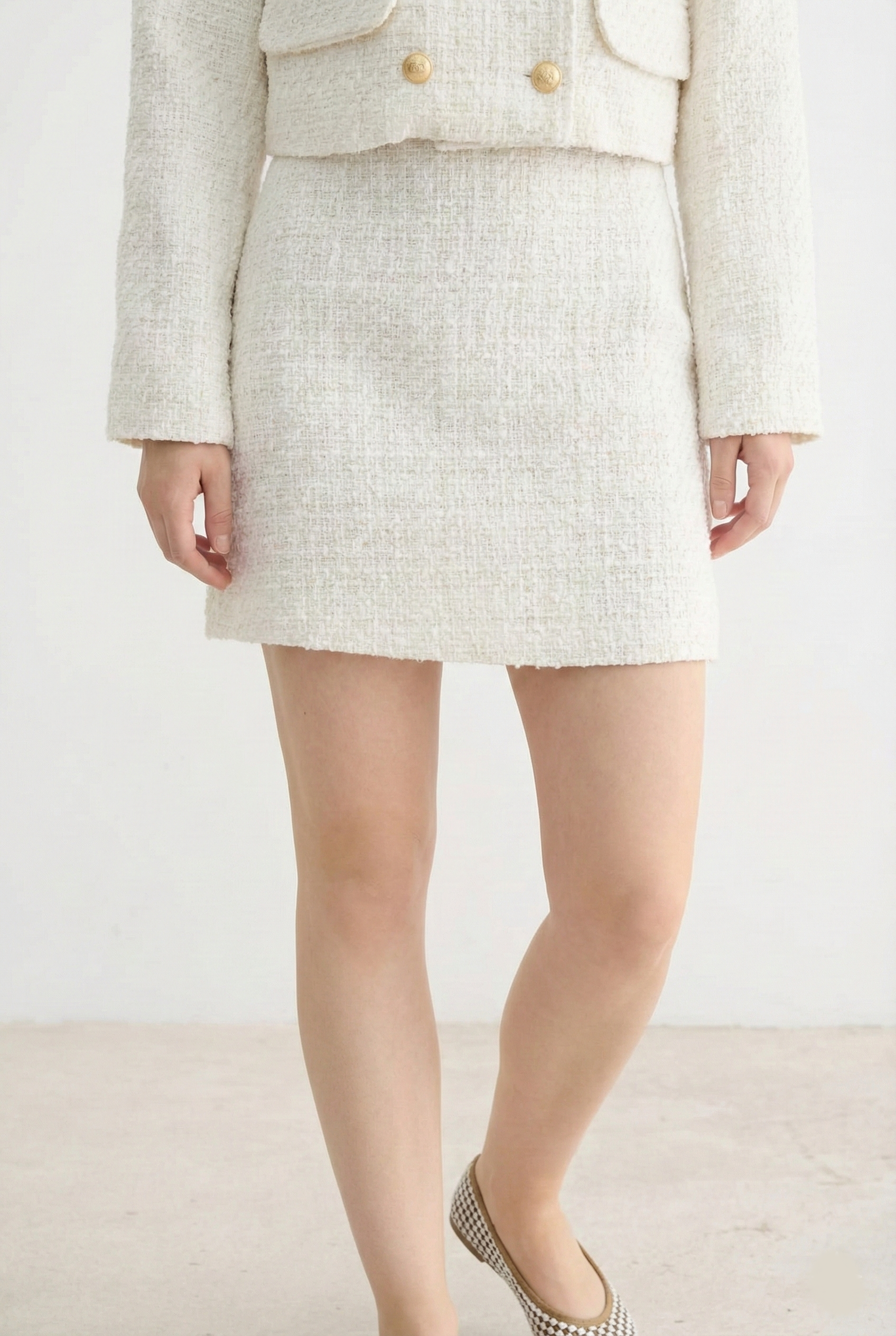 Tüvit Mini Etek - Ekru