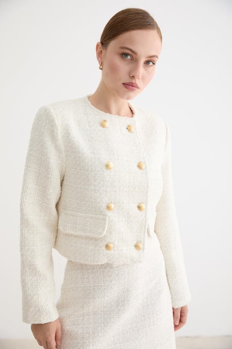 Tüvit Mini Etek - Ekru