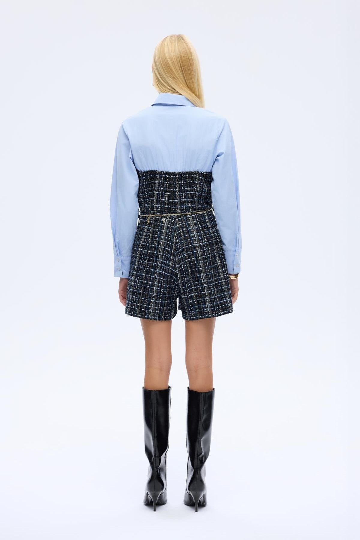 Zincir Kemerli Gömlek Detaylı Tüvit Tulum