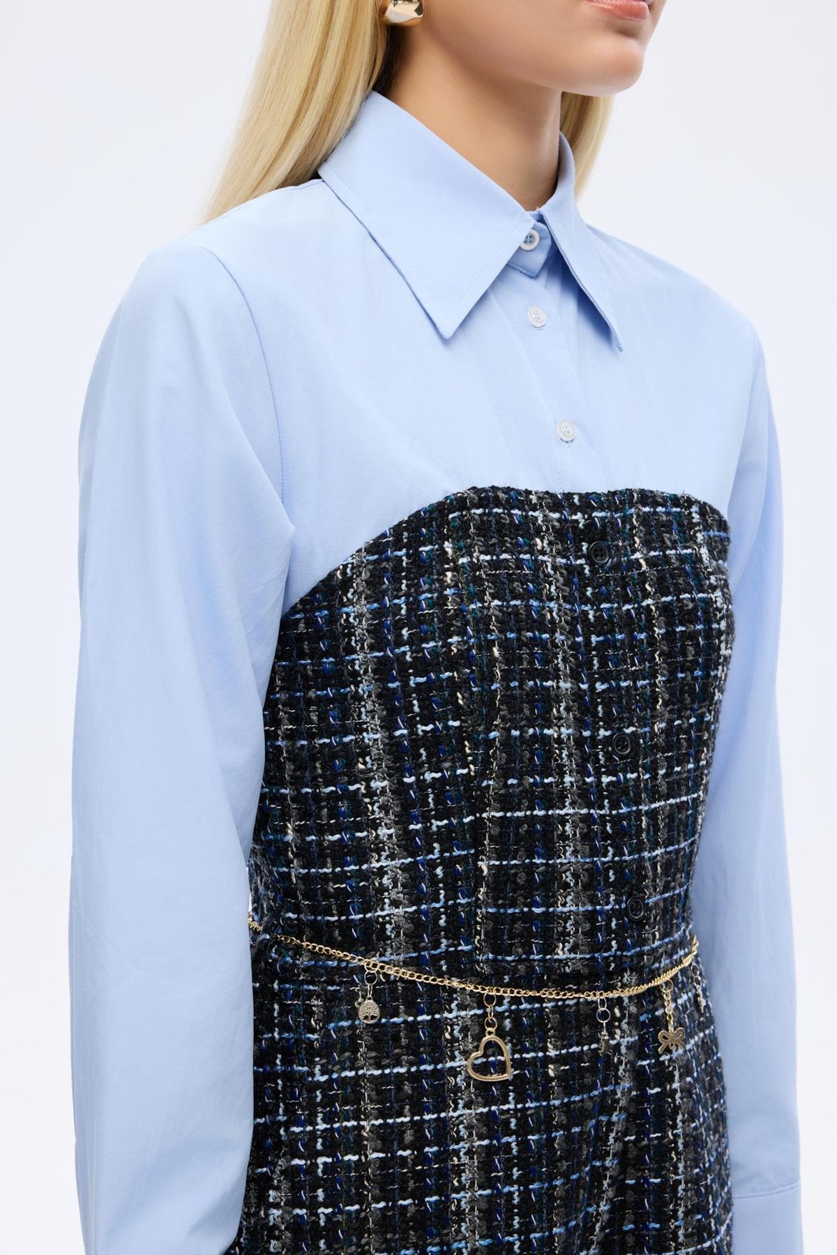 Zincir Kemerli Gömlek Detaylı Tüvit Tulum