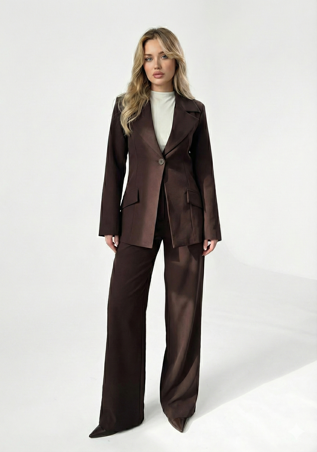 Yüksek Bel Palazzo Pantolon - Kahve