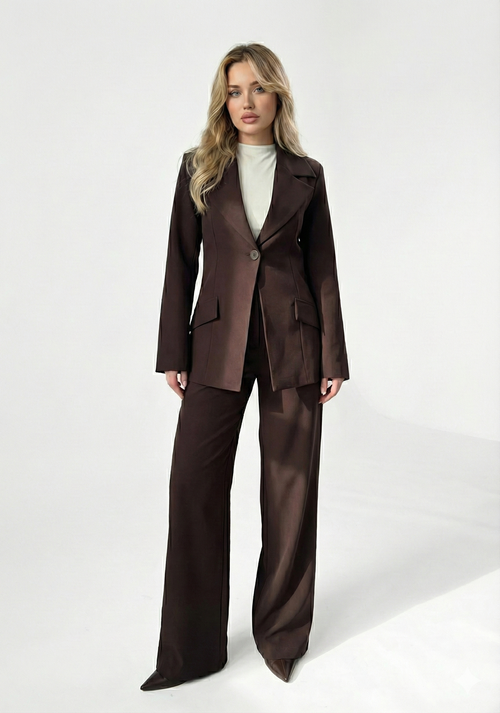 Tek Düğmeli Maskülen Ceket - Kahve