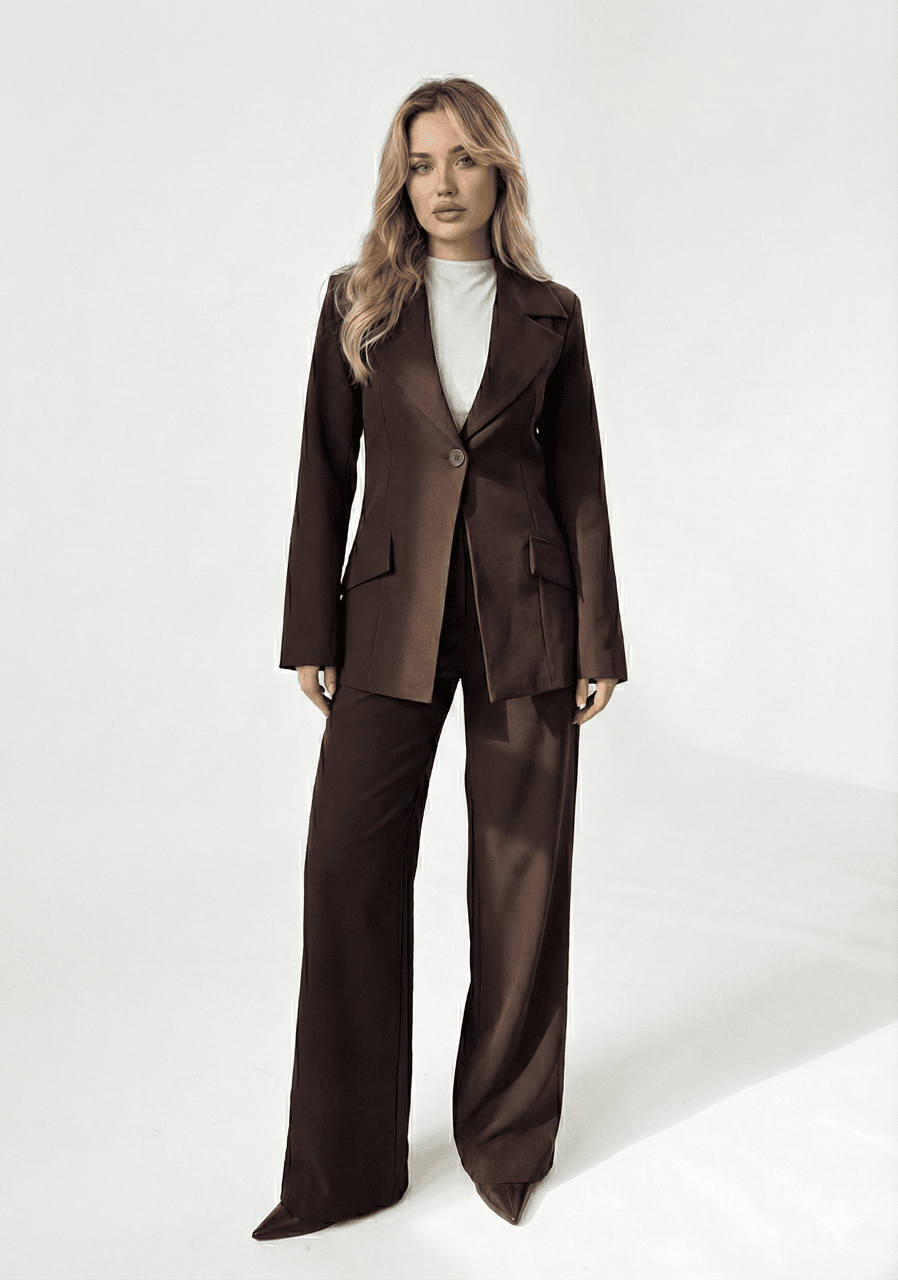 Yüksek Bel Palazzo Pantolon - Kahve