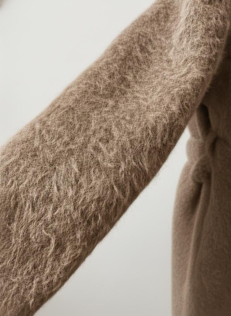 Kuşaklı Dokulu Kaşe Kaban - Vizon