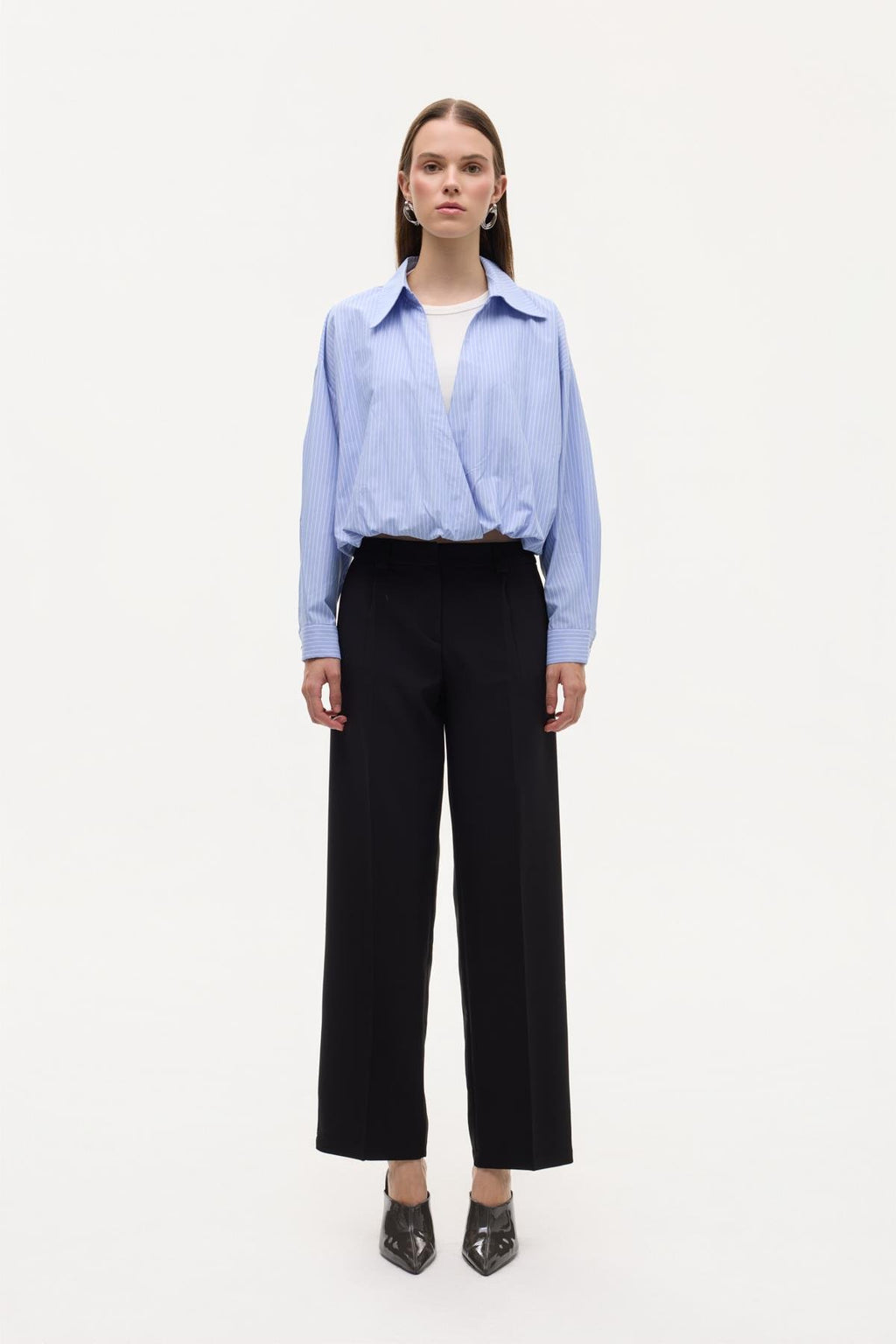 Mavi Çizgili İç Detaylı Gömlek