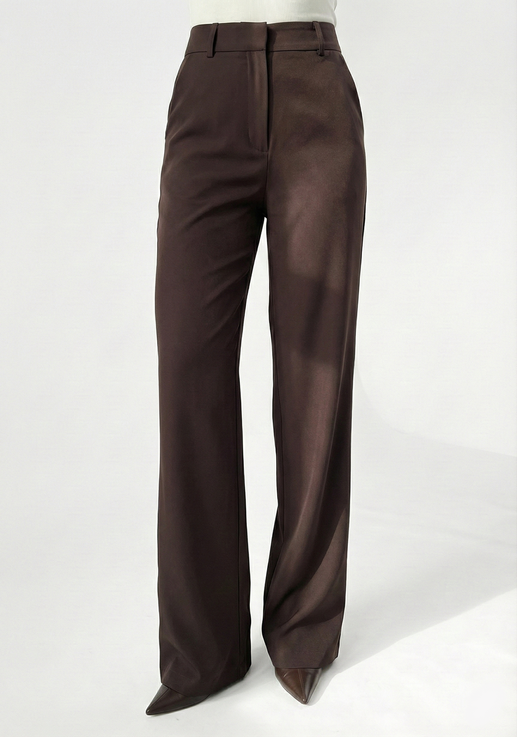 Yüksek Bel Palazzo Pantolon - Kahve