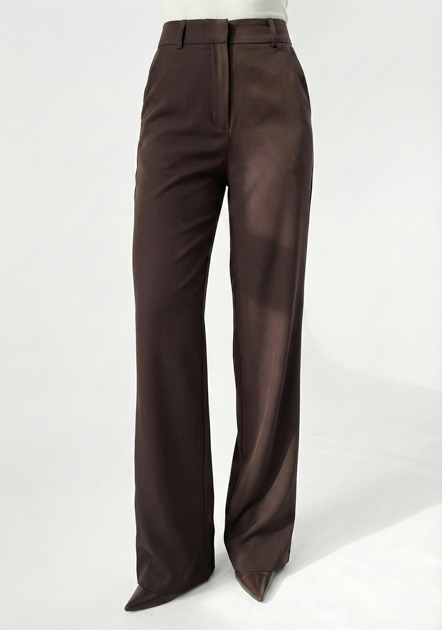 Yüksek Bel Palazzo Pantolon - Kahve