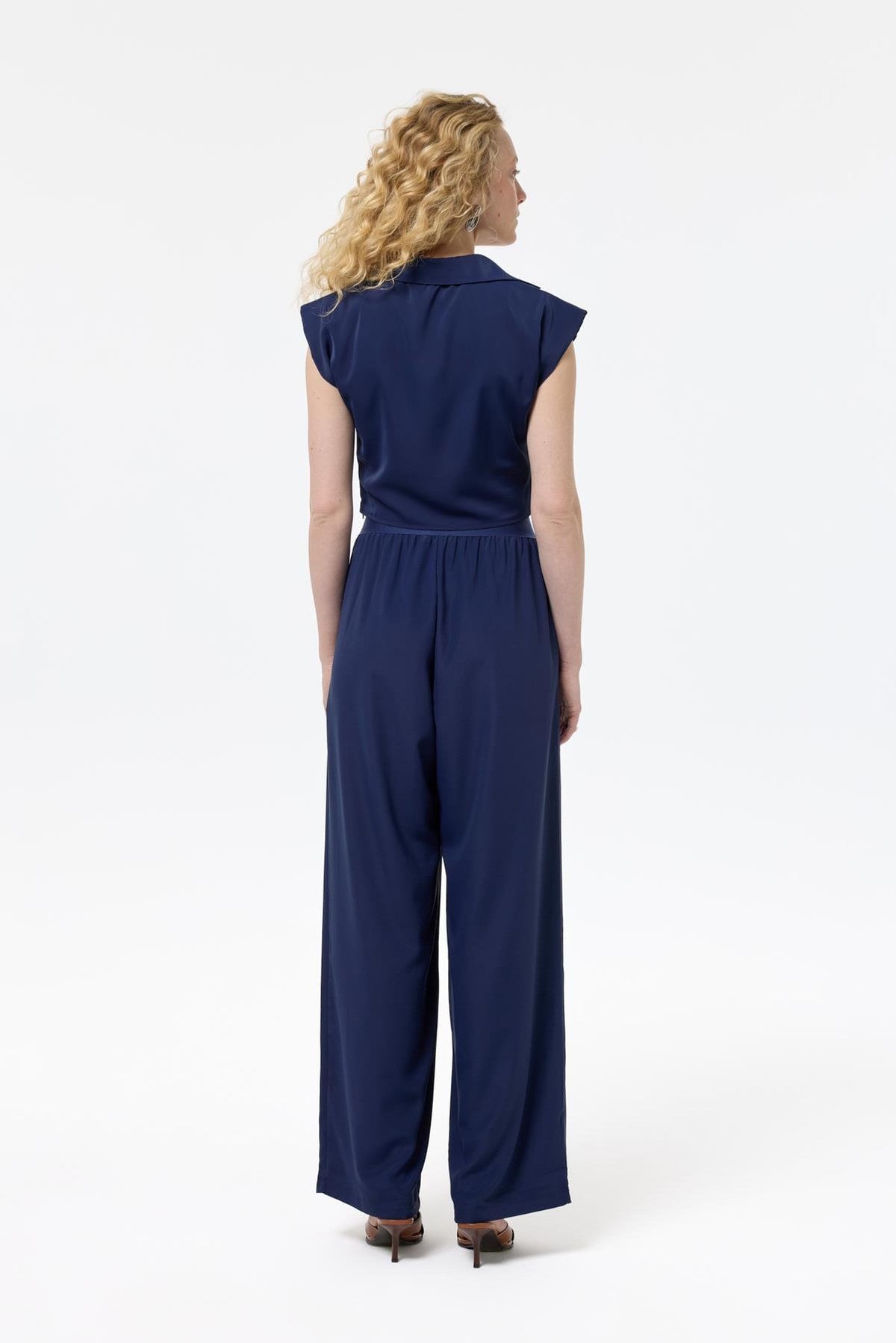 Drapeli Kruvaze Bluz - Lacivert