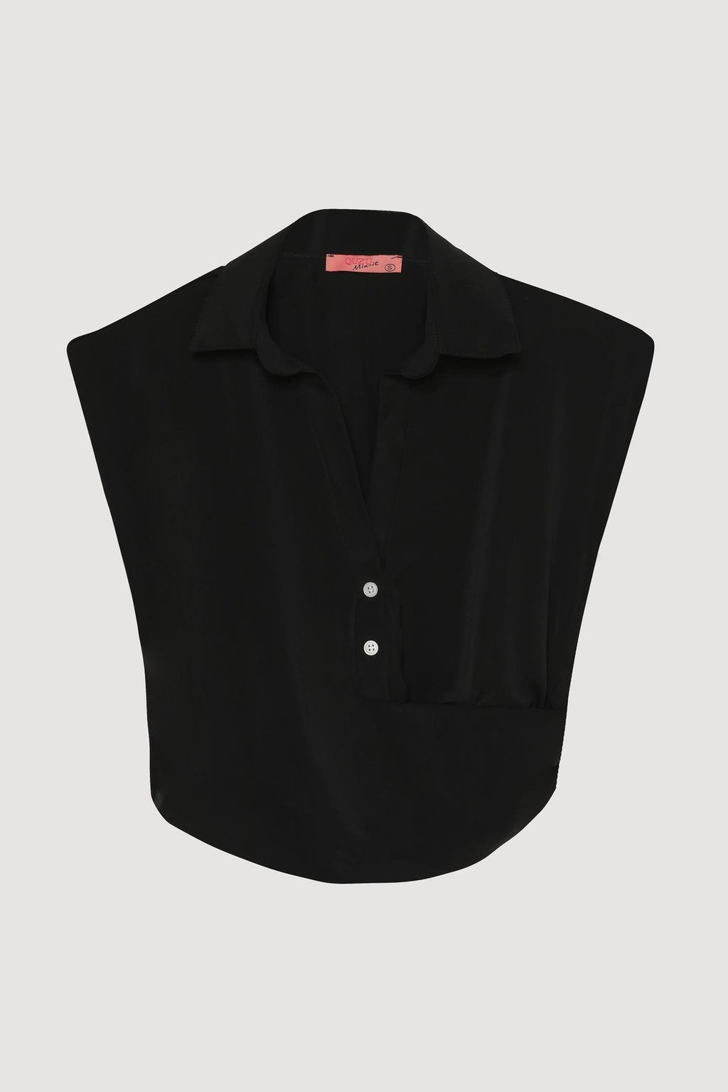 Drapeli Kruvaze Bluz - Siyah